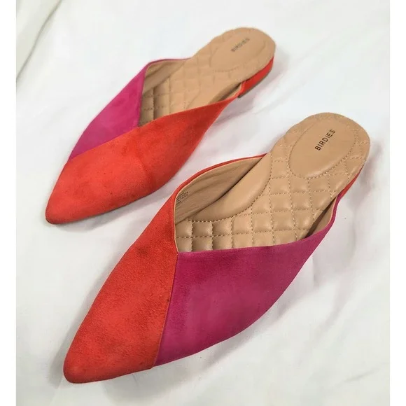 Birdies The Swan Slides Flats in‎ Fruit Punch Leather Pointed Toe Mule Size 9 - Picture 3 of 7